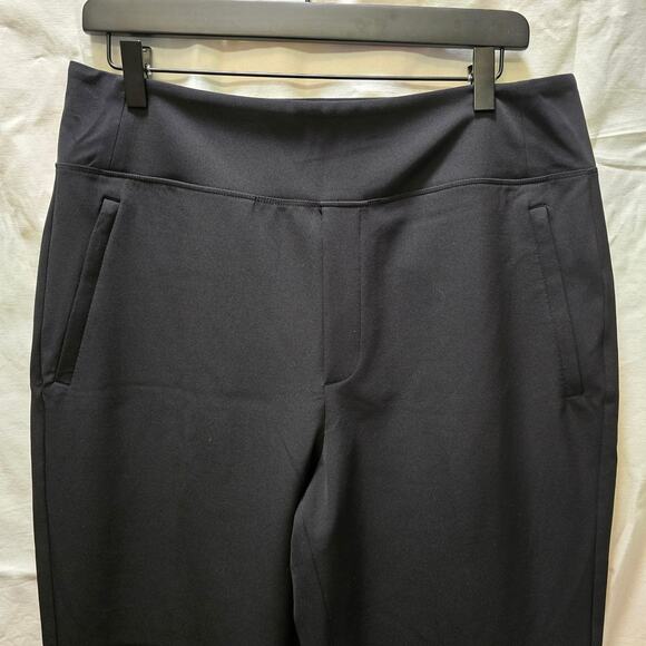 Athleta Slim Pants in black work slacks size 12 stretchy waist zip pockets - Picture 3 of 10